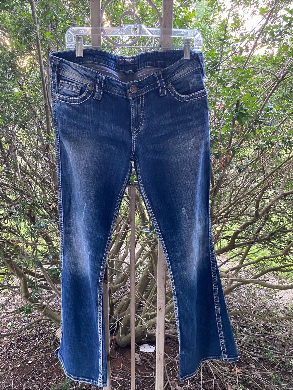 Silver Jeans Twisted Dark Blue Flared Jeans Women’s 32W 33L